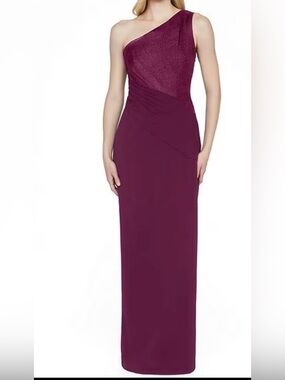 NWOT JS Collections Ingrid Mixed Media Gown In Violet Rose New $328 Size 0